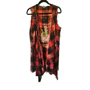 April Sky Asymmetrical Cardigan Women's Size Medium Embroidered Southwestern